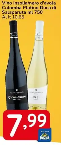 Famila Vino insolia/nero d'avola Colomba Platino Duca di Salaparuta offerta