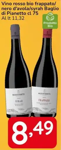 Famila Vino rosso bio frappato/ nero d'avola/syrah Baglio di Pianetto offerta