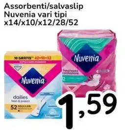 Famila Assorbenti/salvaslip Nuvenia vari tipi x14/x10/x12/28/52 offerta
