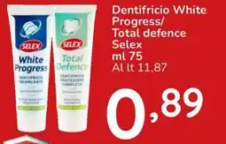 Famila Dentifricio White Progress/ Total defence Selex offerta