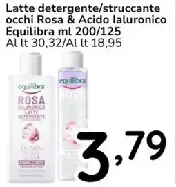 Famila Latte detergente/struccante occhi Rosa & Acido laluronico Equilibra offerta
