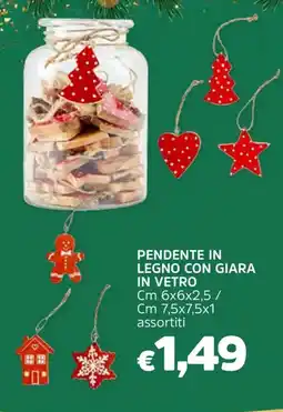 Famila Pendente in legno con giara in vetro offerta