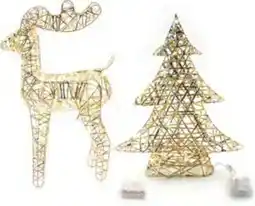 Famila Albero/renna oro con 30 luci a batteria cm 33x9x40/ cm 25,5x10x38 offerta