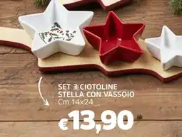 Famila Set 3 ciotoline stella con vassoio cm 14x24 offerta