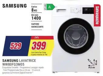 SAMSUNG LAVATRICE WW80FG3M05