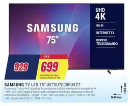 Trony SAMSUNG TV LED 75" UE75U7000FUXZT offerta