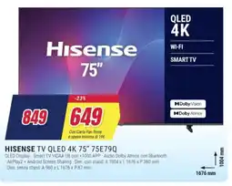 Trony HISENSE TV QLED 4K 75" 75E79Q offerta
