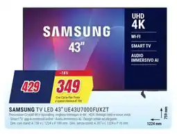 Trony SAMSUNG TV LED 43" UE43U7000FUXZT offerta
