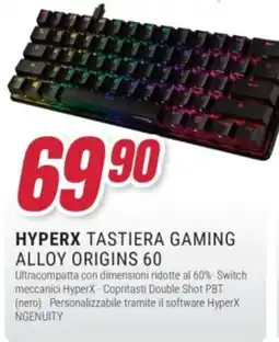 Trony Hyperx tastiera gaming alloy origins 60 offerta