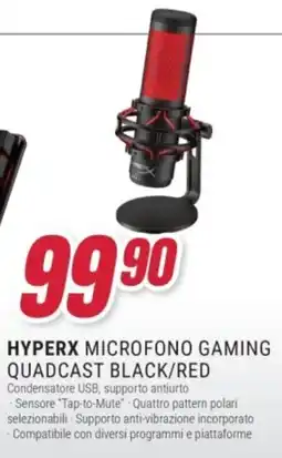 Trony Hyperx microfono gaming quadcast black/red offerta