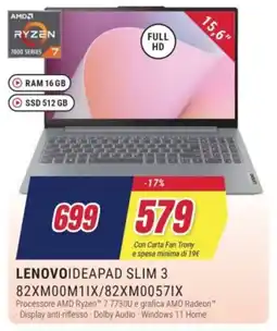 Trony LENOVOIDEAPAD SLIM 3 82XM00M1IX/82XM0057IX offerta