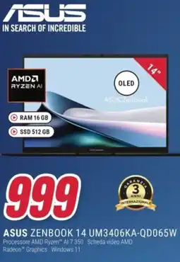 Trony ASUS ZENBOOK 14 UM3406KA-QD065W offerta