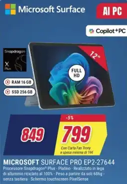 Trony MICROSOFT SURFACE PRO EP2-27644 offerta