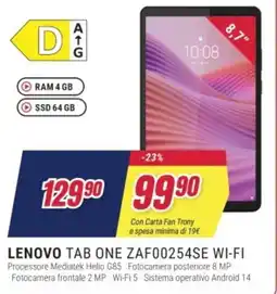 Trony LENOVO TAB ONE ZAF00254SE WI-FI offerta