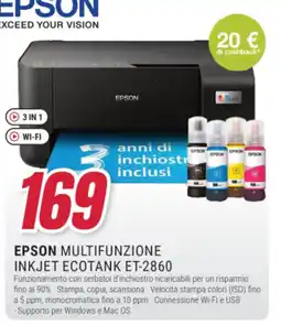 Trony EPSON MULTIFUNZIONE INKJET ECOTANK ET-2860 offerta