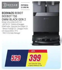 Trony ECOVACS ROBOT DEEBOT T50 OMNI BLACK GEN 2 offerta