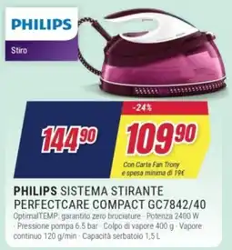Trony PHILIPS SISTEMA STIRANTE PERFECTCARE COMPACT GC7842/40 offerta