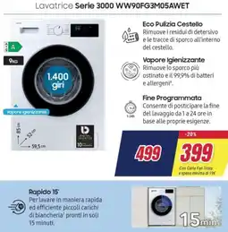 Trony SAMSUNG Lavatrice Serie 3000 WW90FG3M05AWET offerta