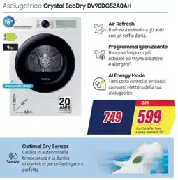 Trony SAMSUNG Asciugatrice Crystal EcoDry DV90DG52A0AH offerta
