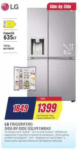 Trony LG FRIGORIFERO SIDE-BY-SIDE GSLV91MBAD offerta