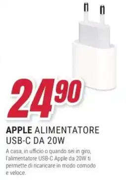 Trony APPLE ALIMENTATORE USB-C DA 20W offerta