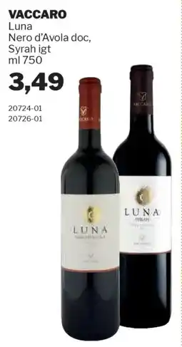 GrosMarket VACCARO Luna Nero d'Avola doc, Syrah igt offerta