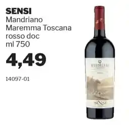 GrosMarket SENSI Mandriano Maremma Toscana rosso doc offerta