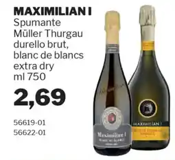 GrosMarket MAXIMILIAN I Spumante Müller Thurgau durello brut, blanc de blancs extra dry offerta