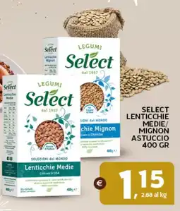 Extra Supermercati Select lenticchie medie/ mignon astuccio offerta