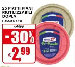 Il Gigante 25 piatti piani riutilizzabili dopla rosso o oro offerta