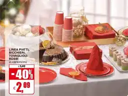 Il Gigante Linea piatti, bicchieri, tovaglioli rossi in cartoncino offerta