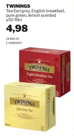 GrosMarket TWININGS Tea Earl grey, English breakfast, pure green, lemon scented offerta