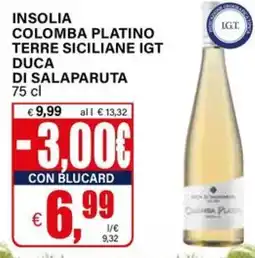 Il Gigante Insolia colomba platino terre siciliane igt duca di salaparuta offerta