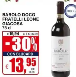 Il Gigante Barolo docg fratelli leone giacosa offerta