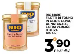 Extra Supermercati Rio mare filetti di tonno in olio d'oliva/ al naturale/ extra vergine d'oliva offerta