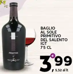 Extra Supermercati Baglio al sole primitivo del salento igt offerta