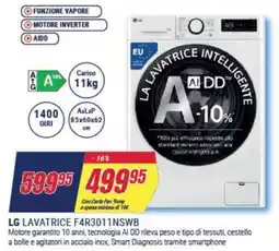 Trony LG LAVATRICE F4R3011NSWB offerta