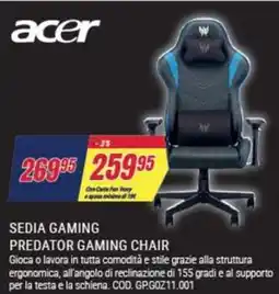 Trony Acer sedia gaming predator gaming chair offerta