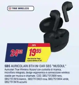 Trony Sbs auricolari bth in-ear sbs "nusoul" offerta