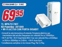 Trony tp-link TL-WPA7517KIT Kit Powerline AV1000 + WI-FI AC750 CON PORTA GIGABIT offerta