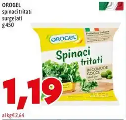 MEGA OROGEL spinaci tritati surgelati offerta