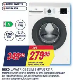 Trony BEKO LAVATRICE SLIM BMWU3721A offerta