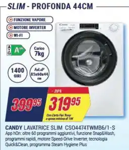 Trony CANDY LAVATRICE SLIM CSO4474TWMB6/1-S offerta