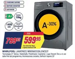 Trony WHIRLPOOL LAVATRICE W809ADSSILENCEIT offerta