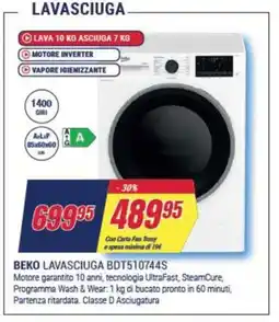 Trony BEKO LAVASCIUGA BDT510744S offerta