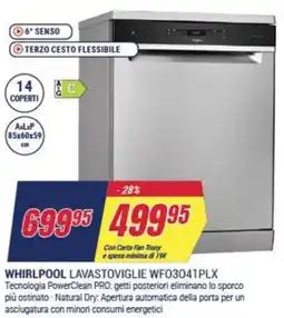 Trony WHIRLPOOL LAVASTOVIGLIE WF03041PLX offerta