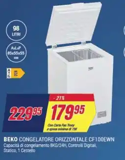 Trony BEKO CONGELATORE ORIZZONTALE CF100EWN offerta