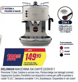 Trony DELONGHI MACCHINA DA CAFFÈ ECOV311 offerta