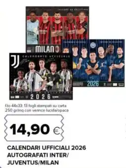 Oasi Calendari ufficiali 2026 autografati inter/ juventus/milan offerta