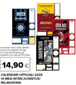 Oasi Calendari ufficiali 2026.14 mesi inter/juventus/ milan/roma offerta